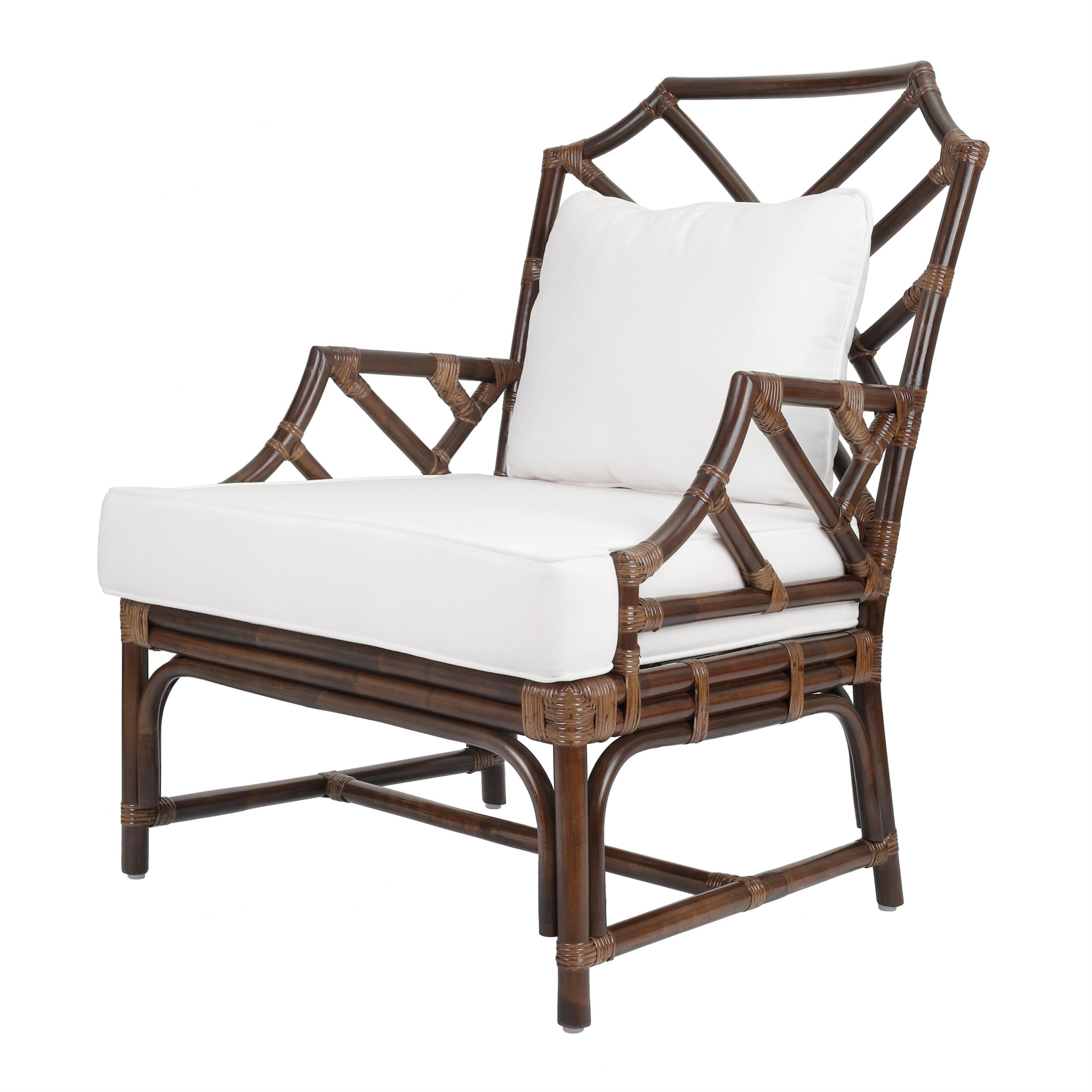 New Pacific Direct Kara 17.5 Rattan and Cotton Accent Arm Chair in Paloma Brown