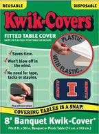 Collegiate Kwik-Covers Rectangle Plastic Table Covers, Bundle Of 2 (University Of Illinois, 8')