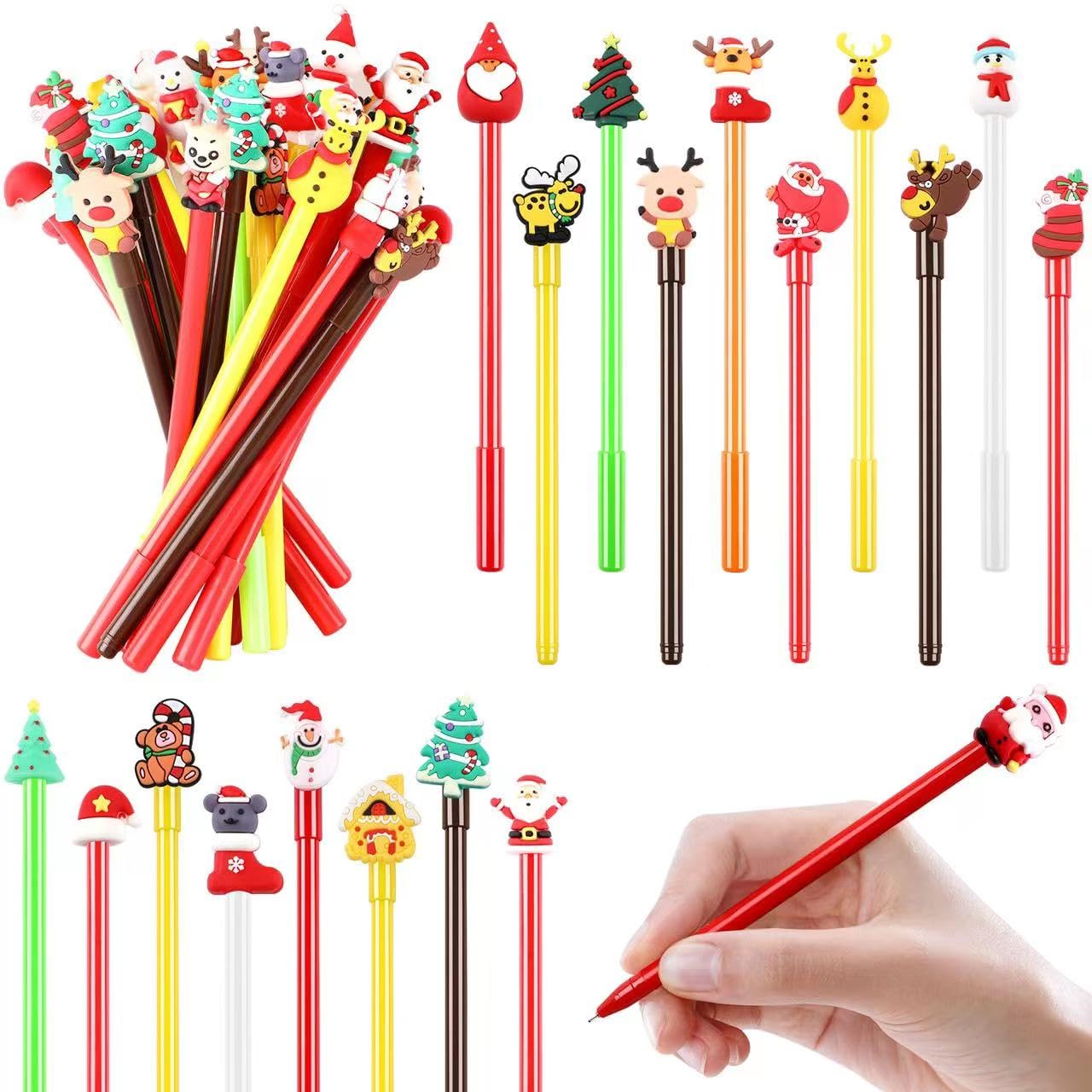 Sannix 20 Pcs Christmas Pens Bulk Cartoon Gel Ink Rollerball Pen For Kids Christmas Gift School Home Supplies Xmas Party Favor G