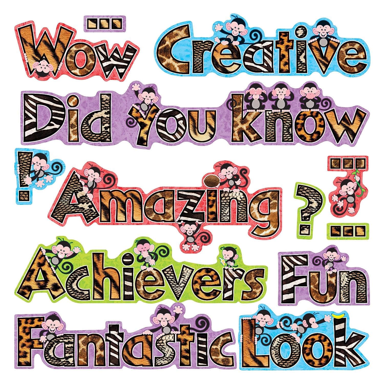 Trend Enterprises, Inc. T-8704 Monkey Wow Words Phrases Mini Bulletin Board Set