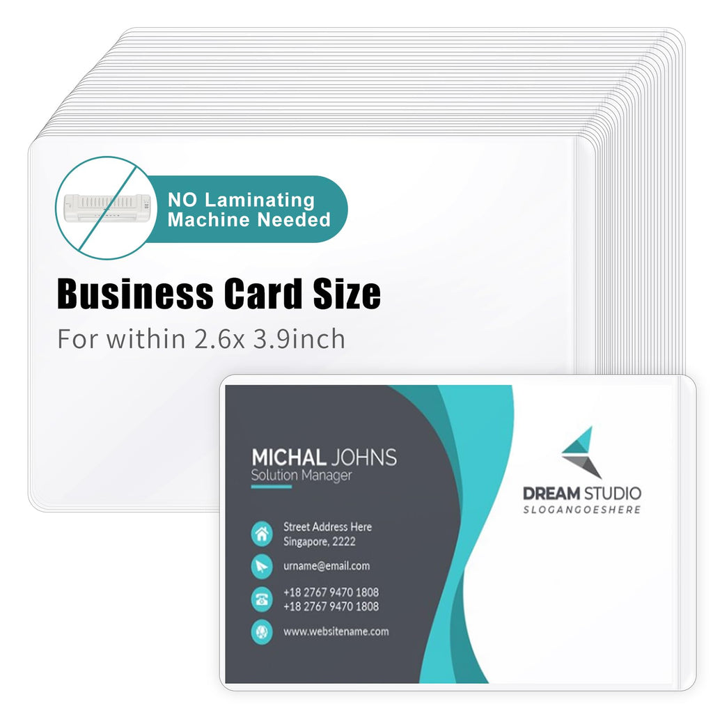 100 Sheets Self Seal Laminating Pouches Business Card Size 2.6X3.9Inch Self Adhesive Laminating Sheets Gloss Finish No Laminatin