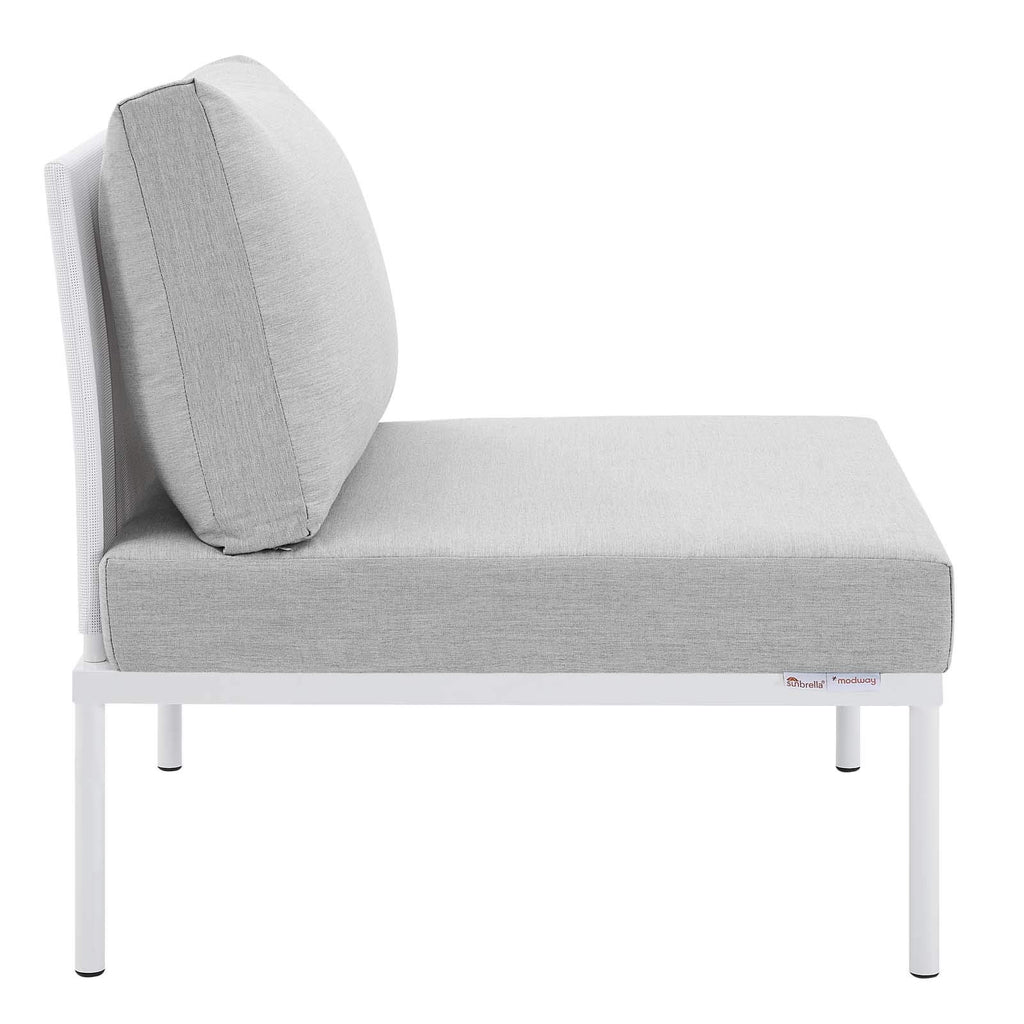 Modway Harmony Sunbrella® Outdoor Patio Aluminum Armless Chair in White Gray