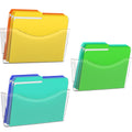 Kuntine.B 3 Pack Clear Single Pocket File Holder Hanging Wall Organizer, Wall Mount Mails Magazines Organizer For Office And Hom
