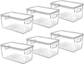 Clear Plastic Storage Bins with Lids, Perfect for Kitchen Organization or Pantry Organization and Storage, Stackable Fridge Orga