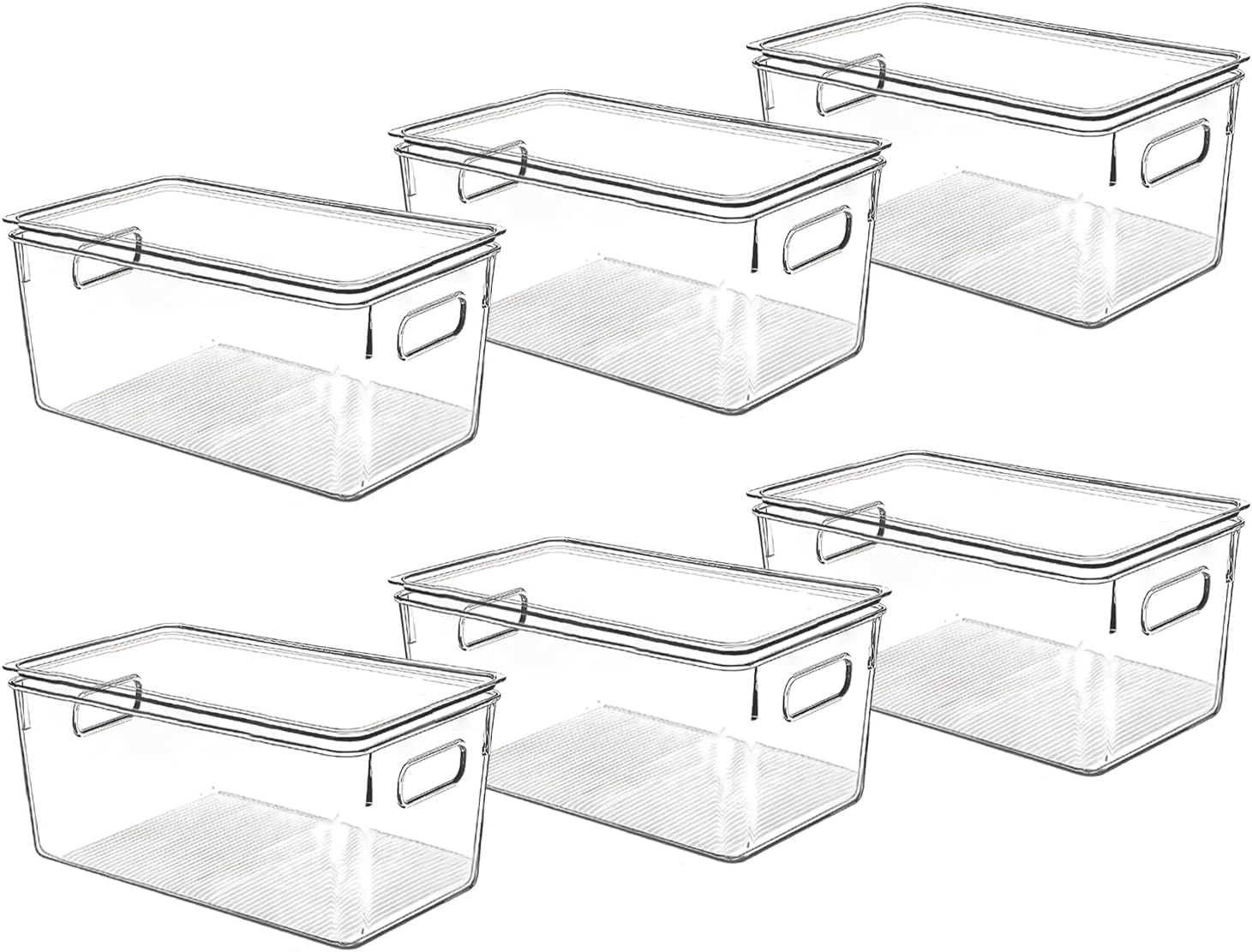 Clear Plastic Storage Bins with Lids, Perfect for Kitchen Organization or Pantry Organization and Storage, Stackable Fridge Orga