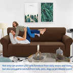 Znsayotx 1 Piece Jacquard Chair Slipcovers For Living Room High Stretch Chair Covers With Arms Anti Slip Pets Friendly Couch Sofa Armchair Cover Furniture Protector (Small, New Pattern Coffee)