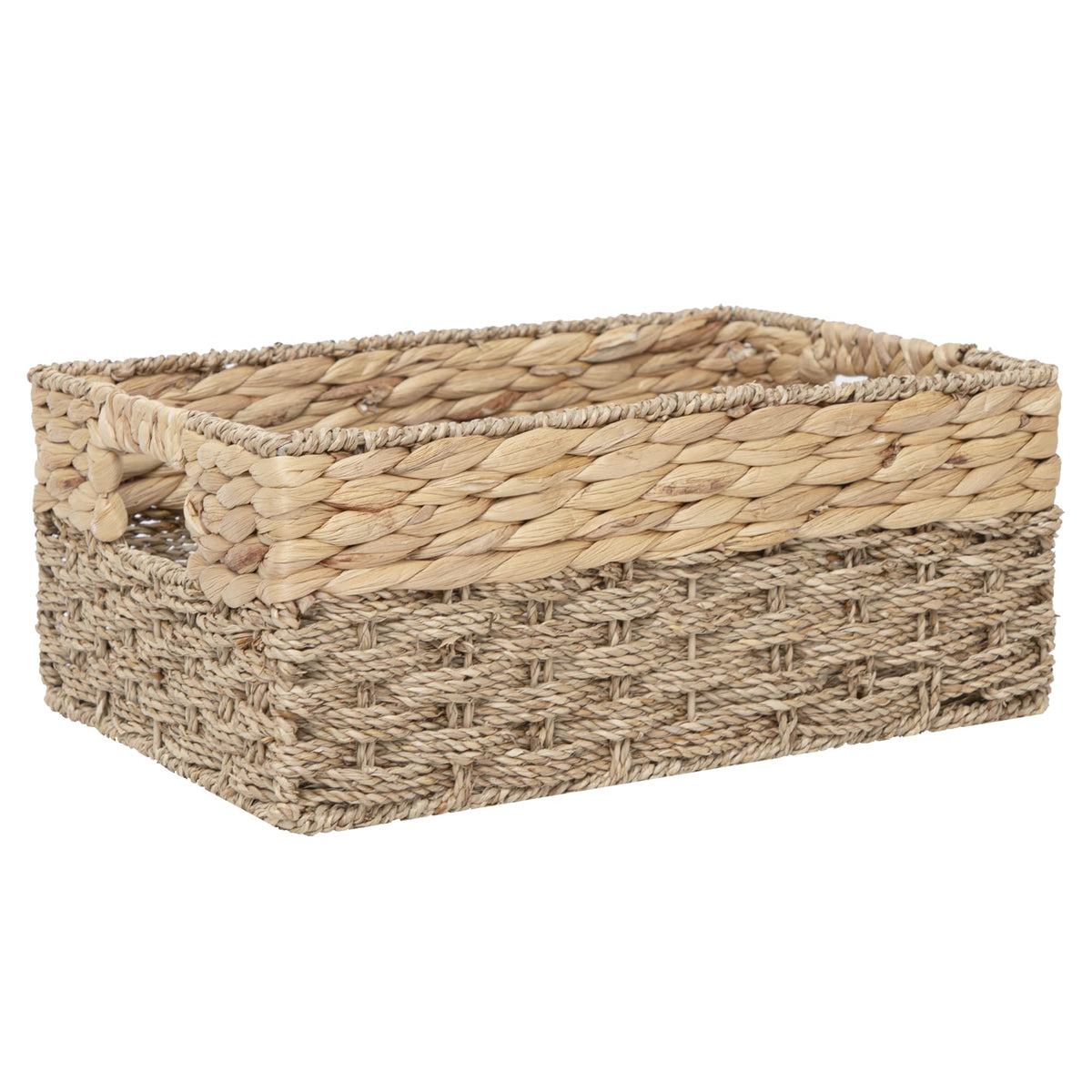 QINGTUHOME Handwoven Water Hyacinth Wicker Baskets for Organization (Large)