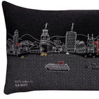 HomeRoots Grey 24' Black Los Angeles Nighttime Skyline Lumbar Decorative Pillow