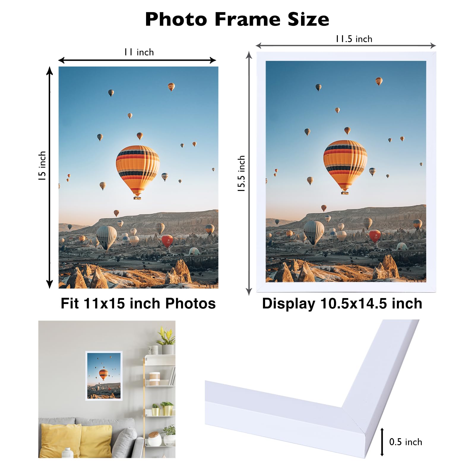 Jcjmy 11X15 White Picture Frame Set Of 3, Horizontal And Vertical Formats For Wall Hanging, 11 X 15 Wall Gallery Poster Photo Fr