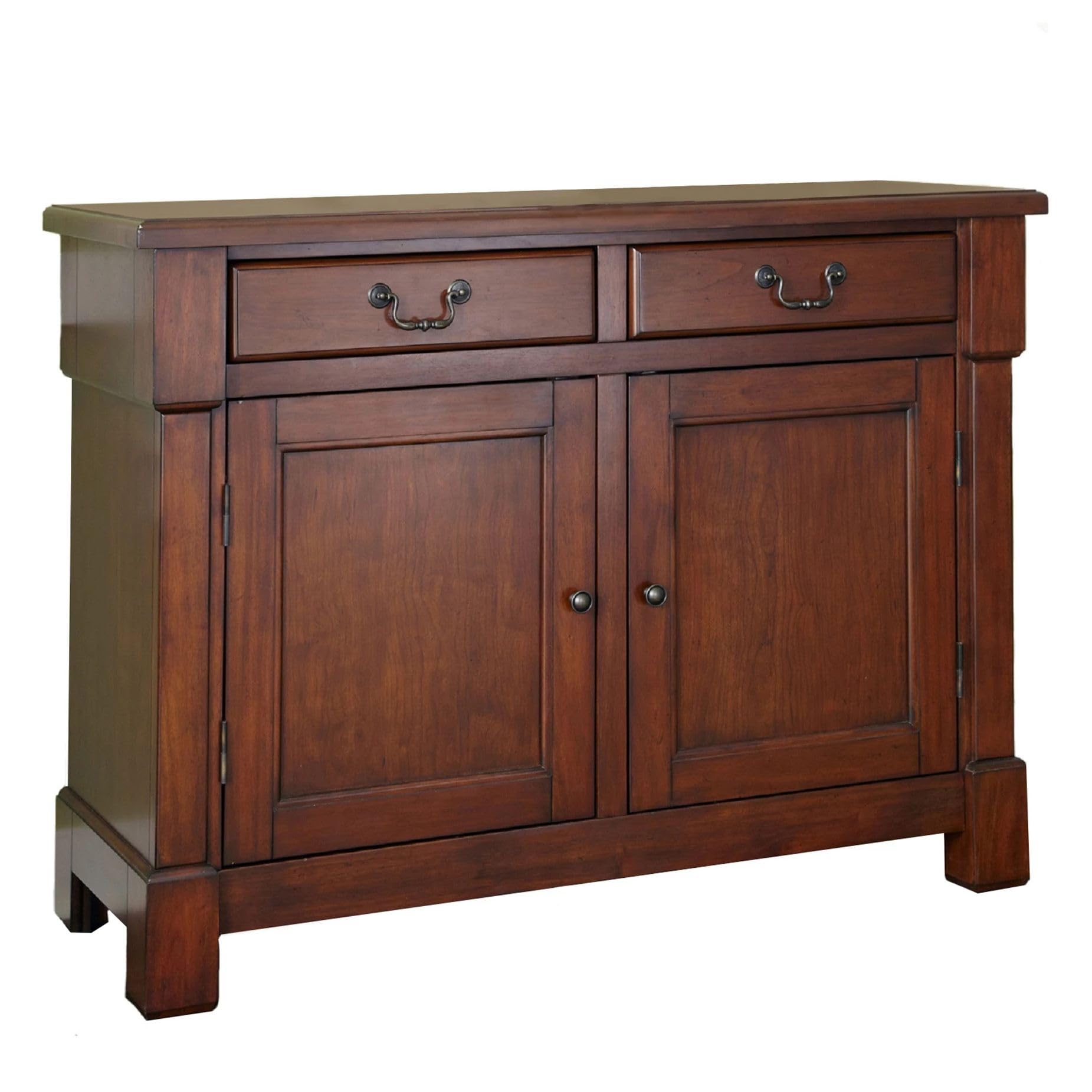 Homestyles Aspen Buffet with Storage and Felt Lined Drawers, 48 Inches Wide by 36 Inches High, Rustic Cherry