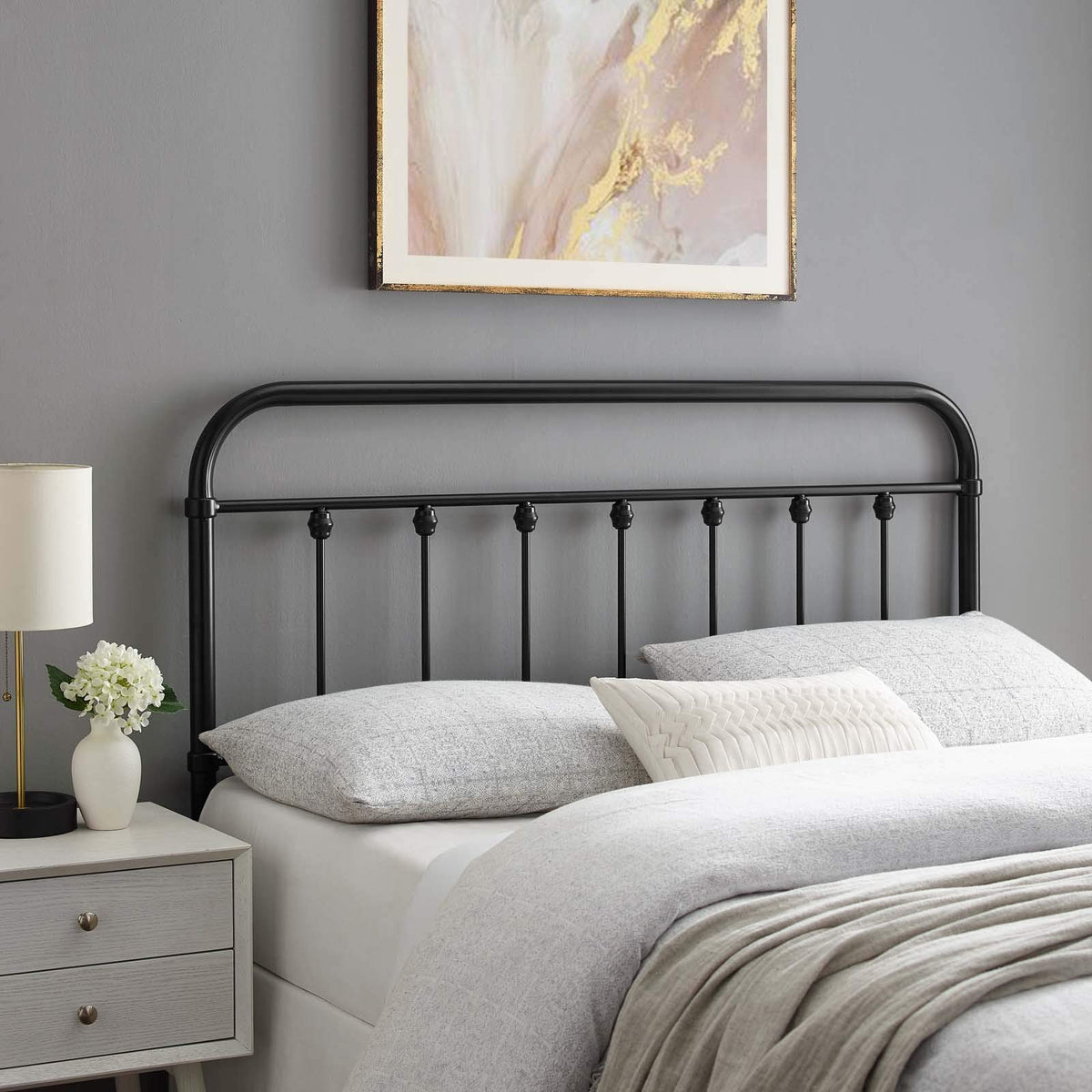 Modway Mod6152Blk Sage Twin Metal Headboard, Black
