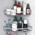 Kerisgo Corner Shower Caddy, 2 Pack Adhesive Bathroom Shower Corner Organizer Shelf, No Drilling Rustproof Wall Mounted Shower S