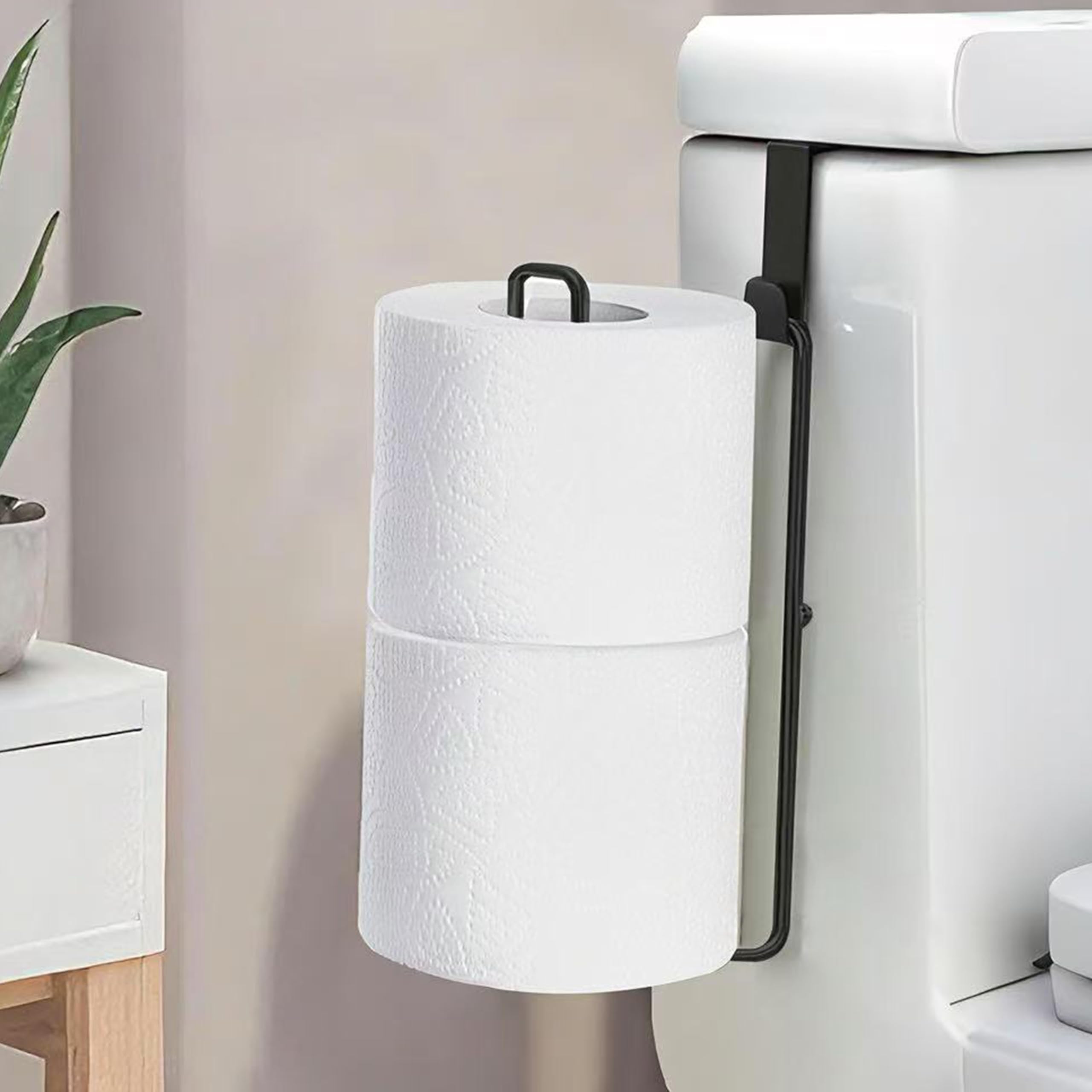 Matte Black Toilet Paper Holder Wall Mount, Storage Extra 2 Roll Tissue, Over The Tank Toilet Paper Holder, Tissue Holder for Ba