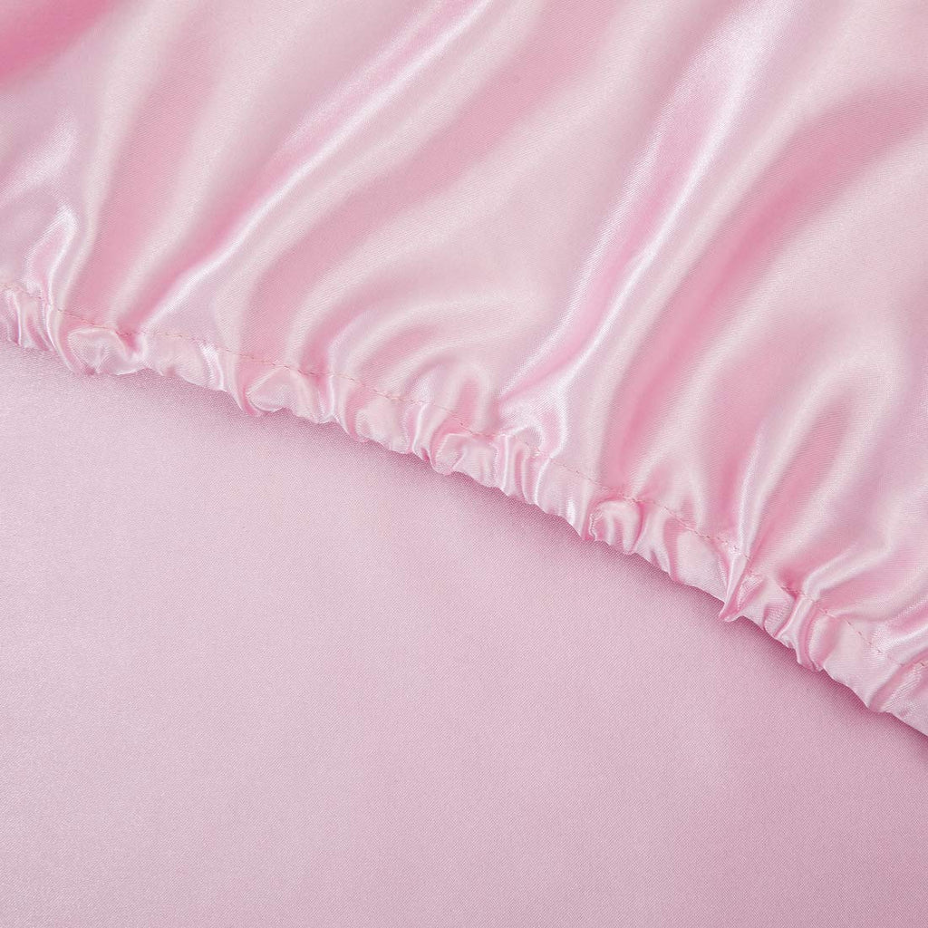 Treely 6 Piece Satin Sheets Full Size Silky Smooth Pink Satin Sheet Set With Deep Pocket, Satin Fitted Sheet, Flat Sheet, 4 Sati