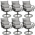 Erommy Patio Swivel Chair Set Of 6, Heavy Duty Outdoor Dining Chairs With Thickened Cushions, Metal Patio Chairs Gentle Rocker F