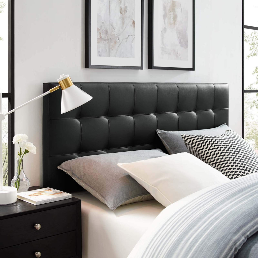 Modway Lily Tufted Faux Leather Upholstered Full Headboard in Black