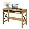 Convenience Concepts Durango Desk with Charging Station, 42, English Oak/Black