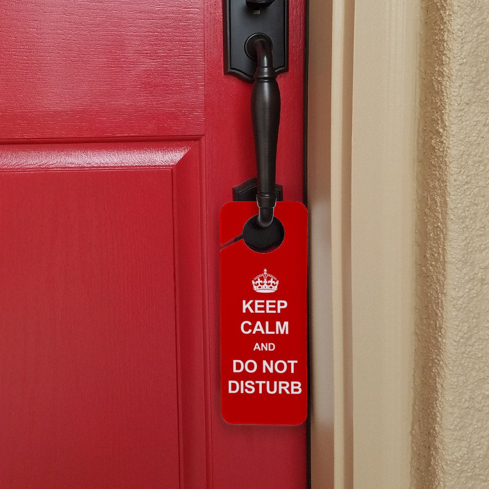 Graphics And More Keep Calm And Do Not Disturb Red Plastic Door Knob Hanger Sign