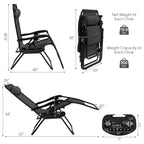 Goplus Zero Gravity Chair, Adjustable Folding Reclining Lounge Chair With Pillow And Cup Holder, Patio Lawn Recliner For Outdoor Indoor Pool Camp Yard (Grey, Set Of 2)