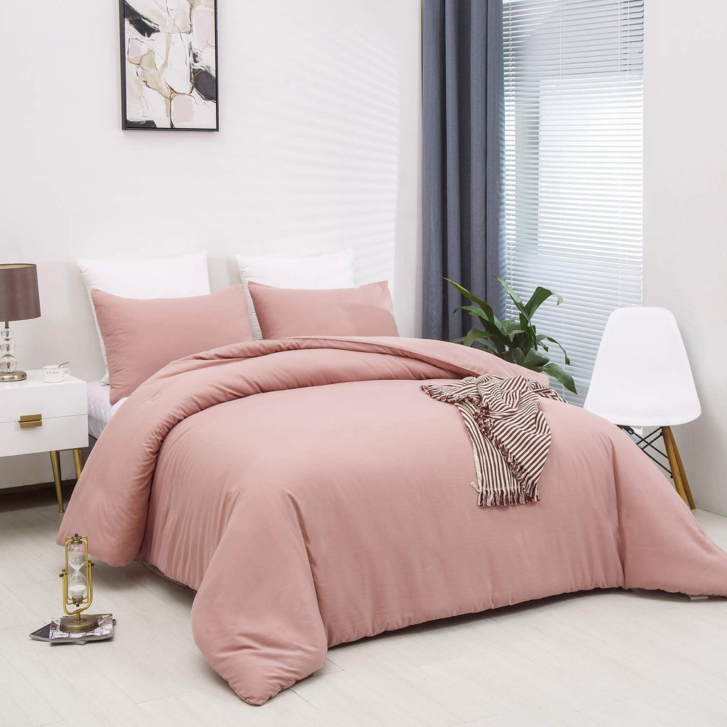 Clothknow Pink Mauve Comforter Set Twin 3Pcs Dusty Rose Bedding Comforter Sets Blush Comforter Twin Soft Mauve Comforter Sets Gr