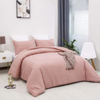 Clothknow Pink Mauve Comforter Set Twin 3Pcs Dusty Rose Bedding Comforter Sets Blush Comforter Twin Soft Mauve Comforter Sets Gr