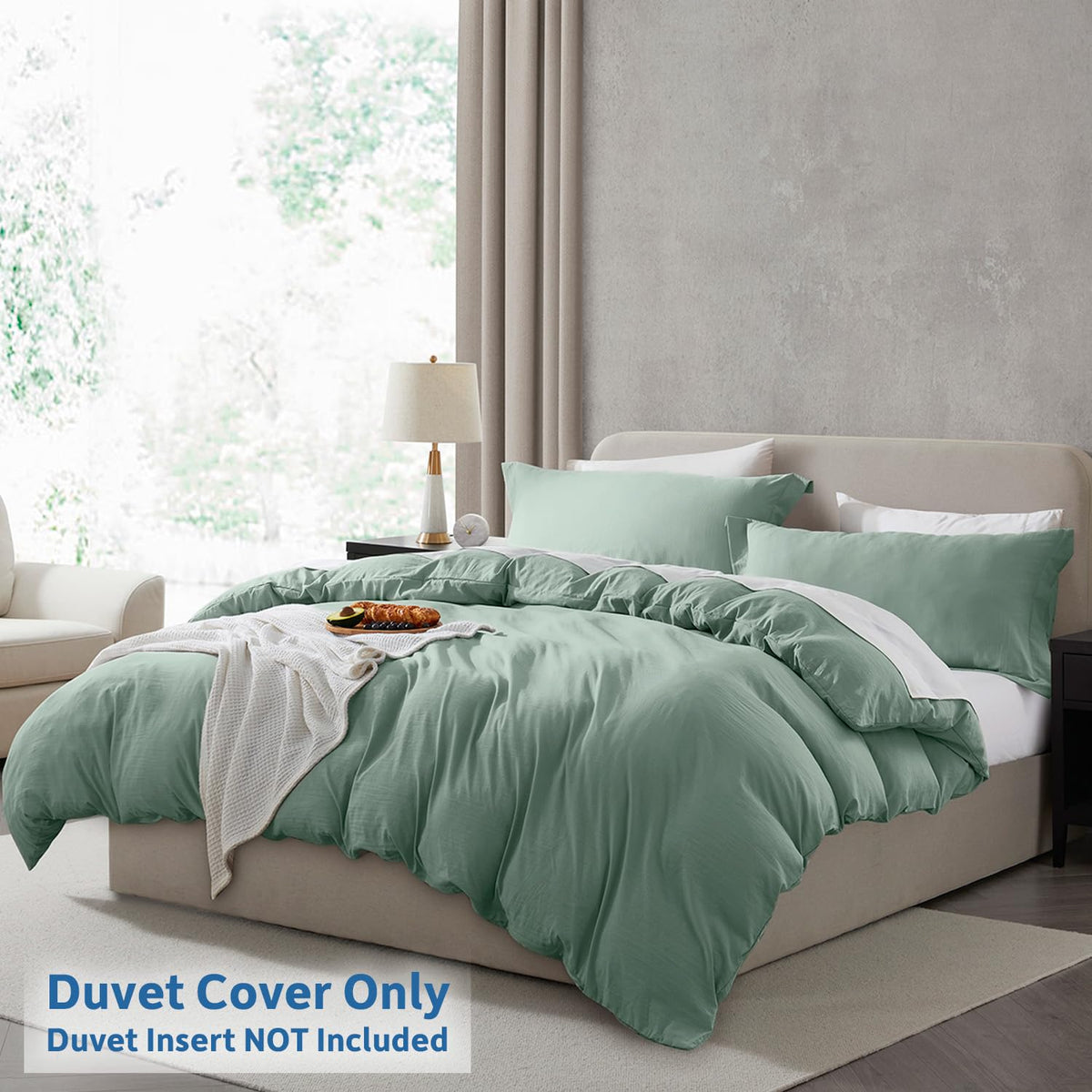 Nestl Sage Green Duvet Cover Full Size - Soft Prewashed Full Size Duvet Cover Set, 3 Piece, With Zipper Closure, 1 Duvet Cover 80X90 Inches And 2 Pillow Shams - No Comforter