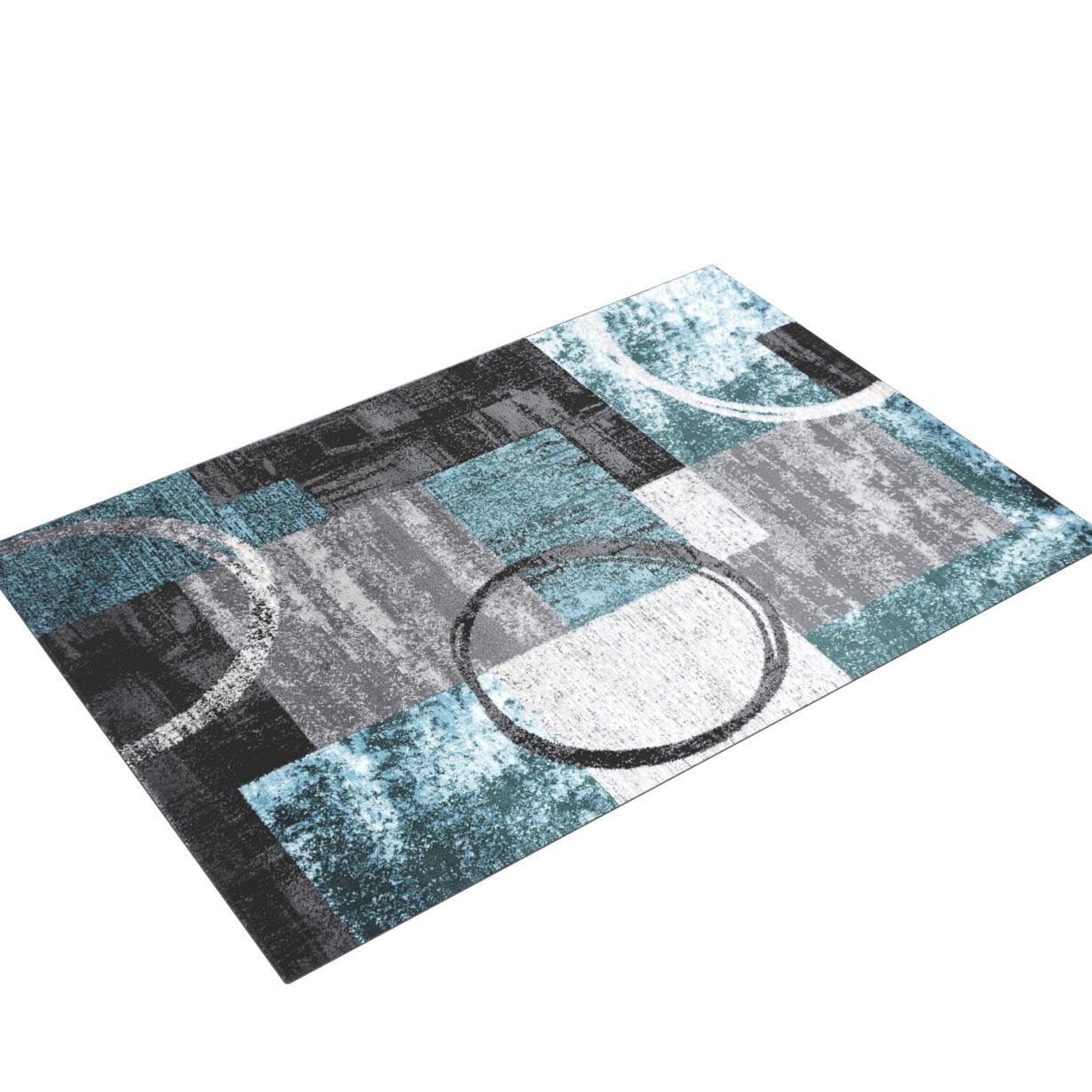 Rugshop Contemporary Abstract Circle Design Soft Area Rug 10' X 14' Gray