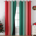 Estelar Textiler Red And Green Christmas Blackout Curtains For Bedroom, Thermal Insulated Ombre Drapes 84 Inches Long, Full Room