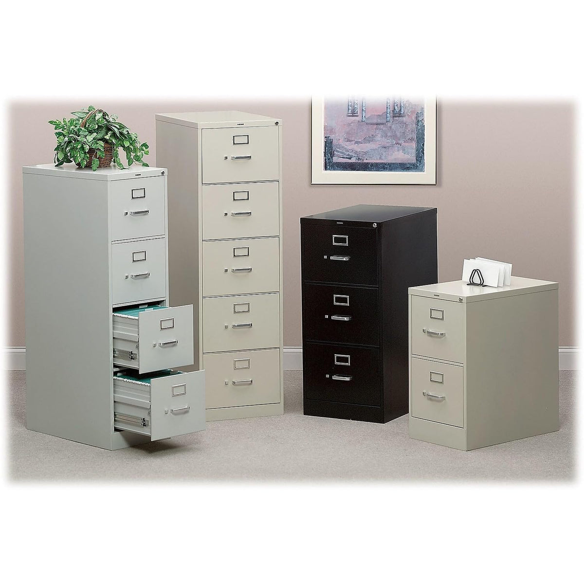 Hon 310 Series 4-Drawer Vertical File Cabinet, Letter Size, Lockable, 52-Inch H X 15-Inch W X 26.5-Inch D, Light Gray (Hon314Pq)