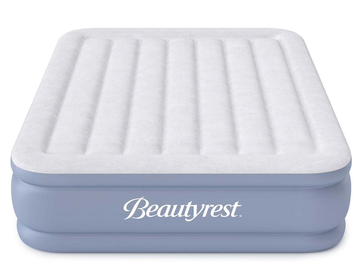 Beautyrest Hi-Loft Inflatable Mattress: Raised-Profile Air Bed with External Pump, Full Blue