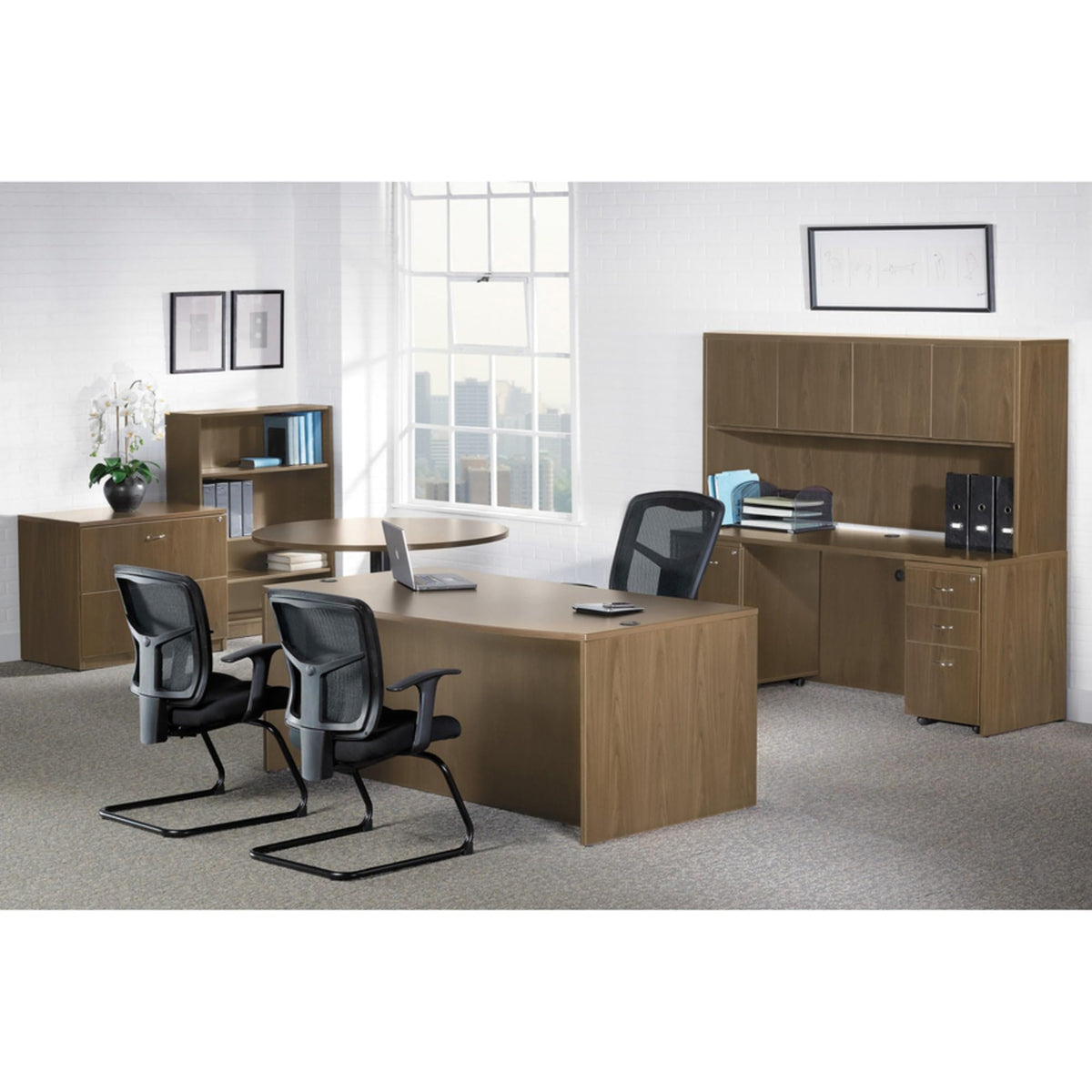 Lorell Essentials Walnut Laminate Stack-on Bookshelf, 36" x 15" x 36"