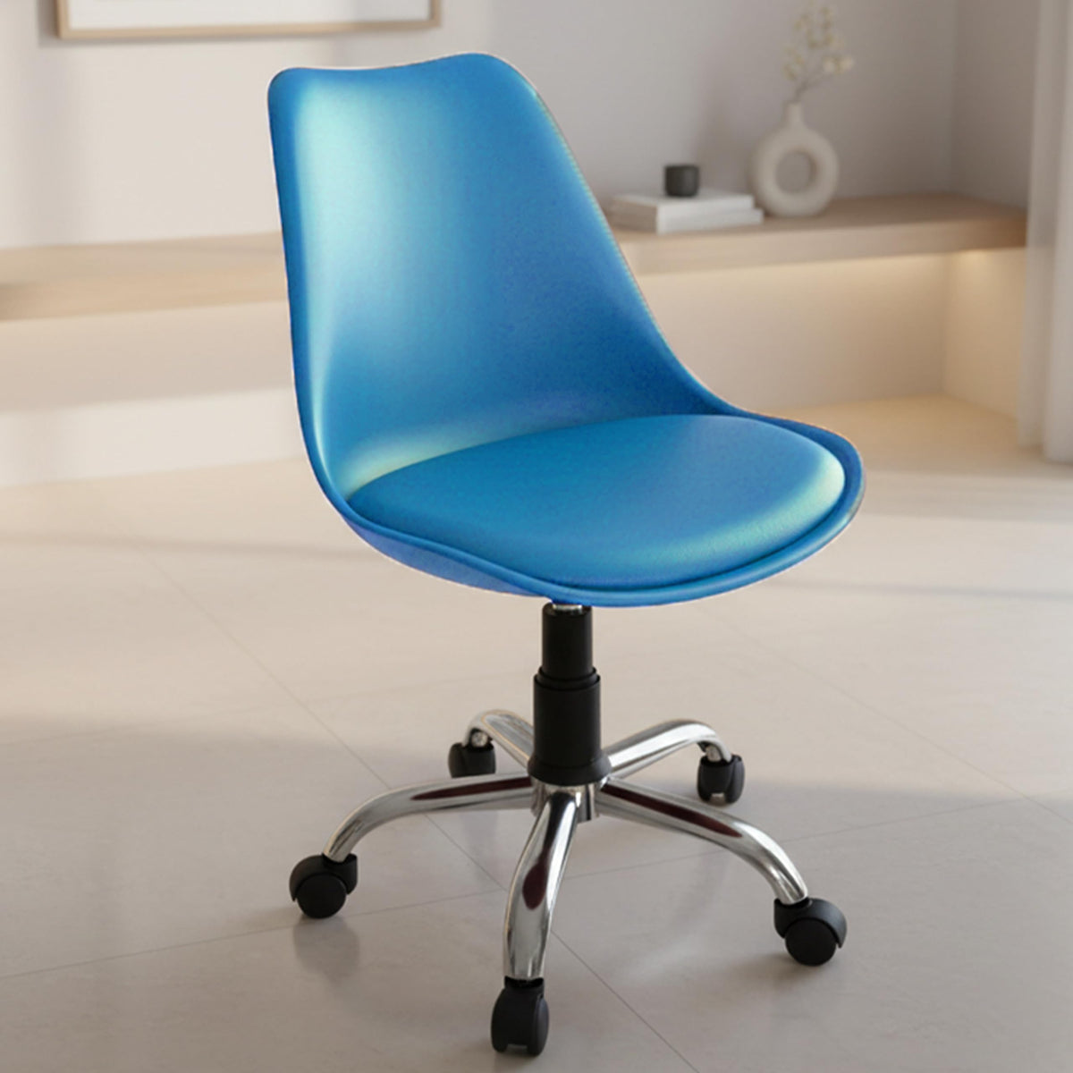 Diya Smart Study Chair, Office Chair, Revolving Desk Chair, Height Adjustable Chair With Wheels, Curved Nylon Backrest With Cush