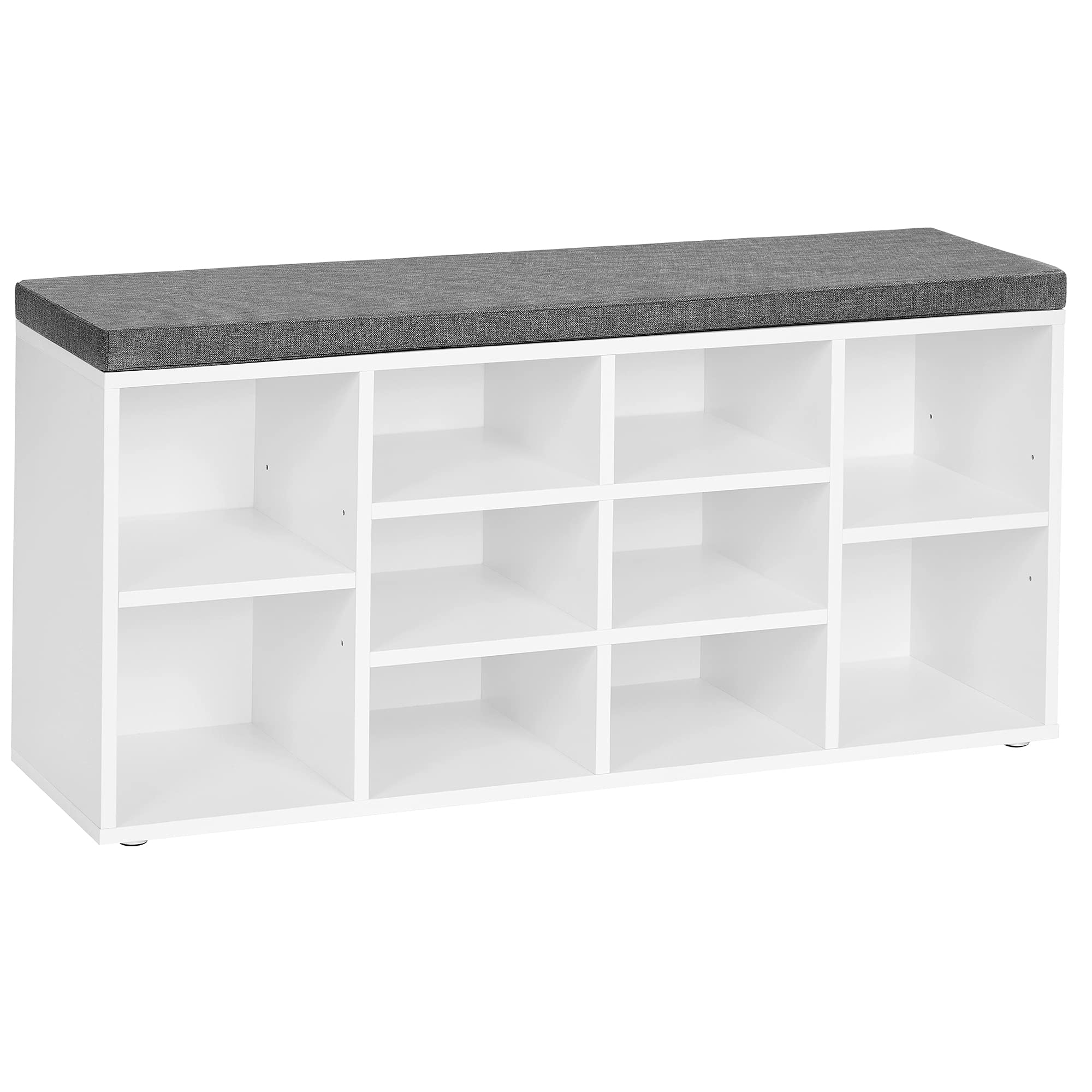 VASAGLE CUSTOS Collection - Shoe Bench, Storage Bench with Padded Seat, Entryway Bench with 10 Compartments, for Bedroom, 11.8 x
