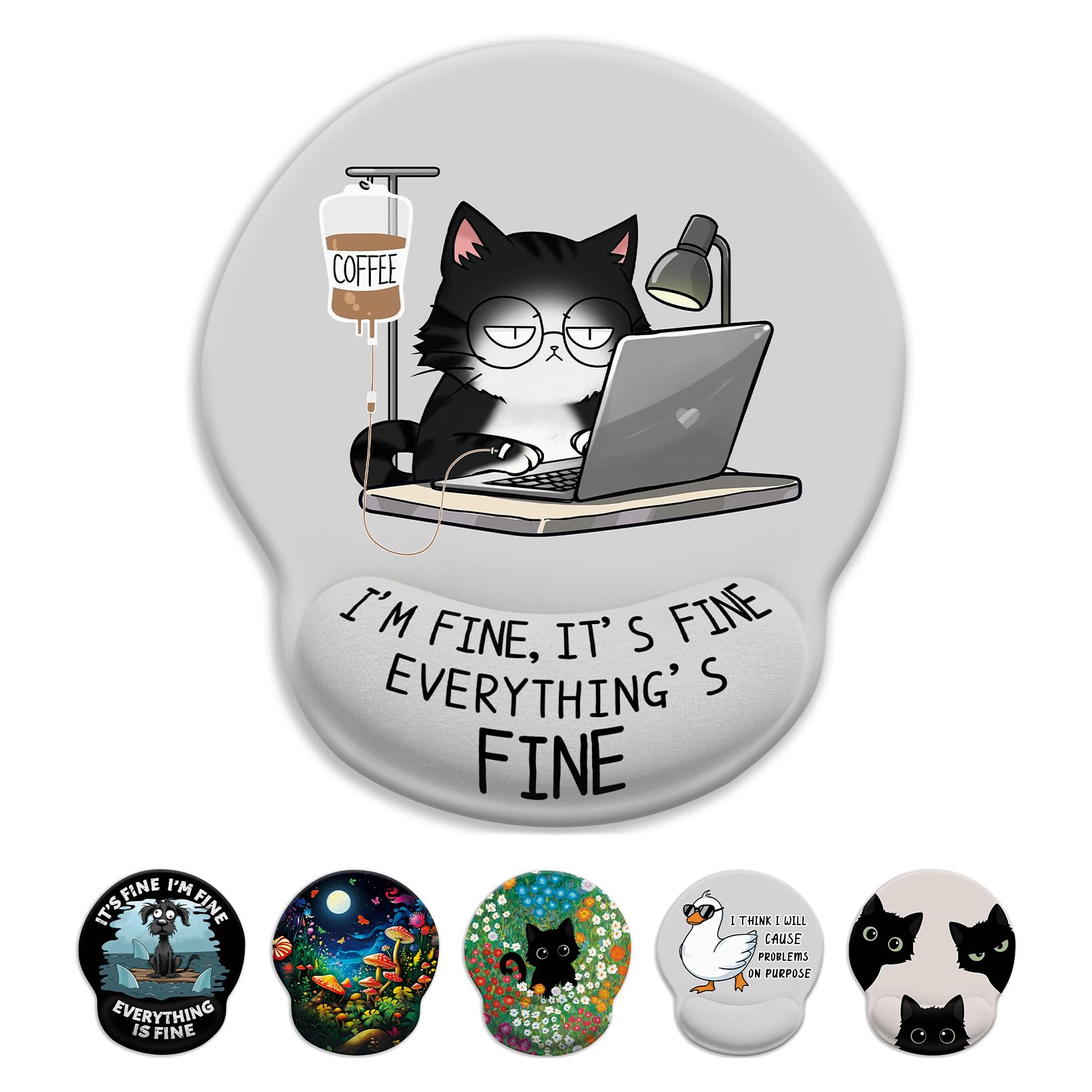 Limkrian Cat Ergonomic Mouse Pad With Wrist Rest, Gaming Mouse Pad With Wrist Support, Funny Mouse Pads For Desk, Computer Mouse