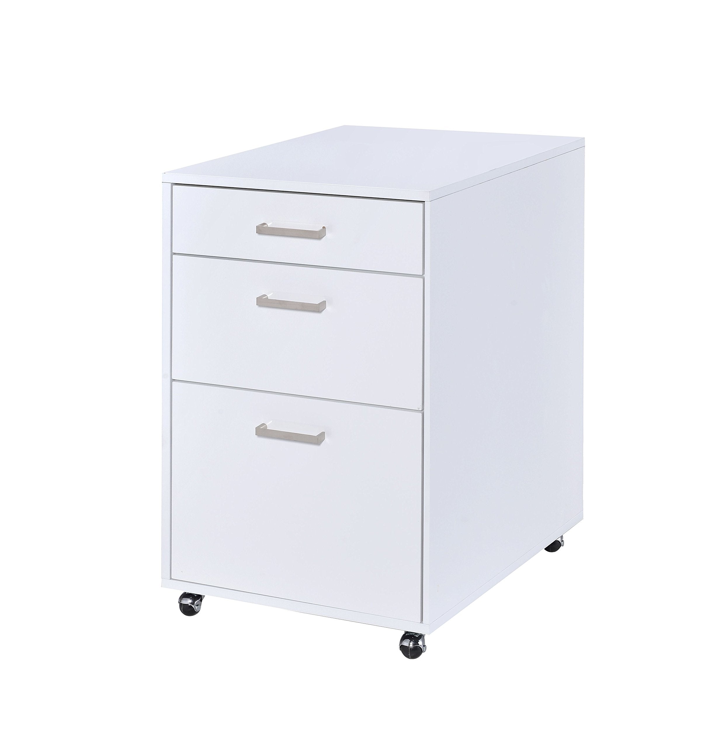 Acme Coleen Mobile File Cabinet in Glossy White
