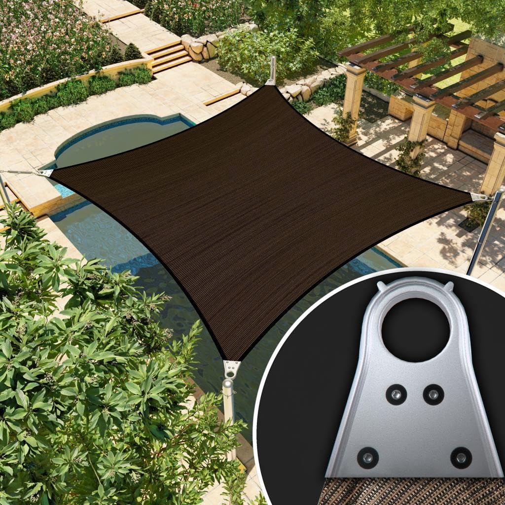 Amgo 33' X 46' Brown Rectangle/Square Super Ring Sun Shade Sail Order To Make Upf50+ Agsrr Canopy Awning Shades For Patio, 98% U