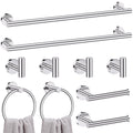 Lairuier Polished Chrome Bathroom Hardware Set, 10-Piece Towel Bar Set SUS304 Stainless Steel Bathroom Hardware Accessories Set 