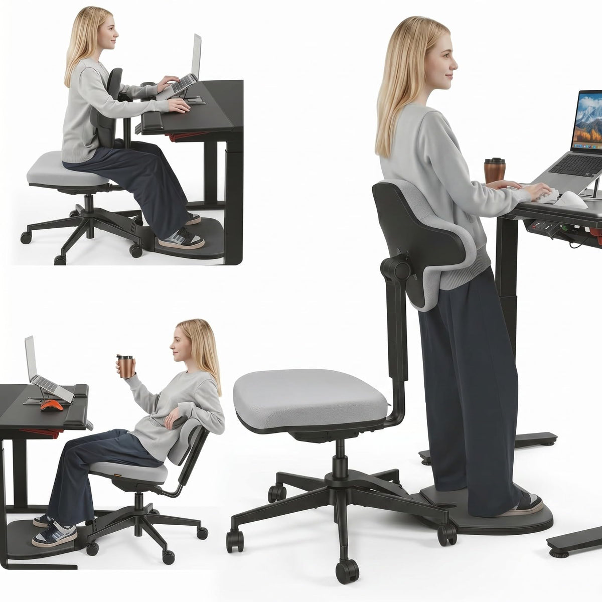 Drogo Stance 5In1 Standing Mate Chair, Ergonomic Office Chair For Standing Desk | Sitstandleaning Perch Chair With Antifati