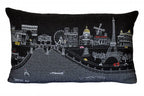HomeRoots Grey 24' Black and White Paris Nighttime Skyline Standard Lumbar Decorative Pillow