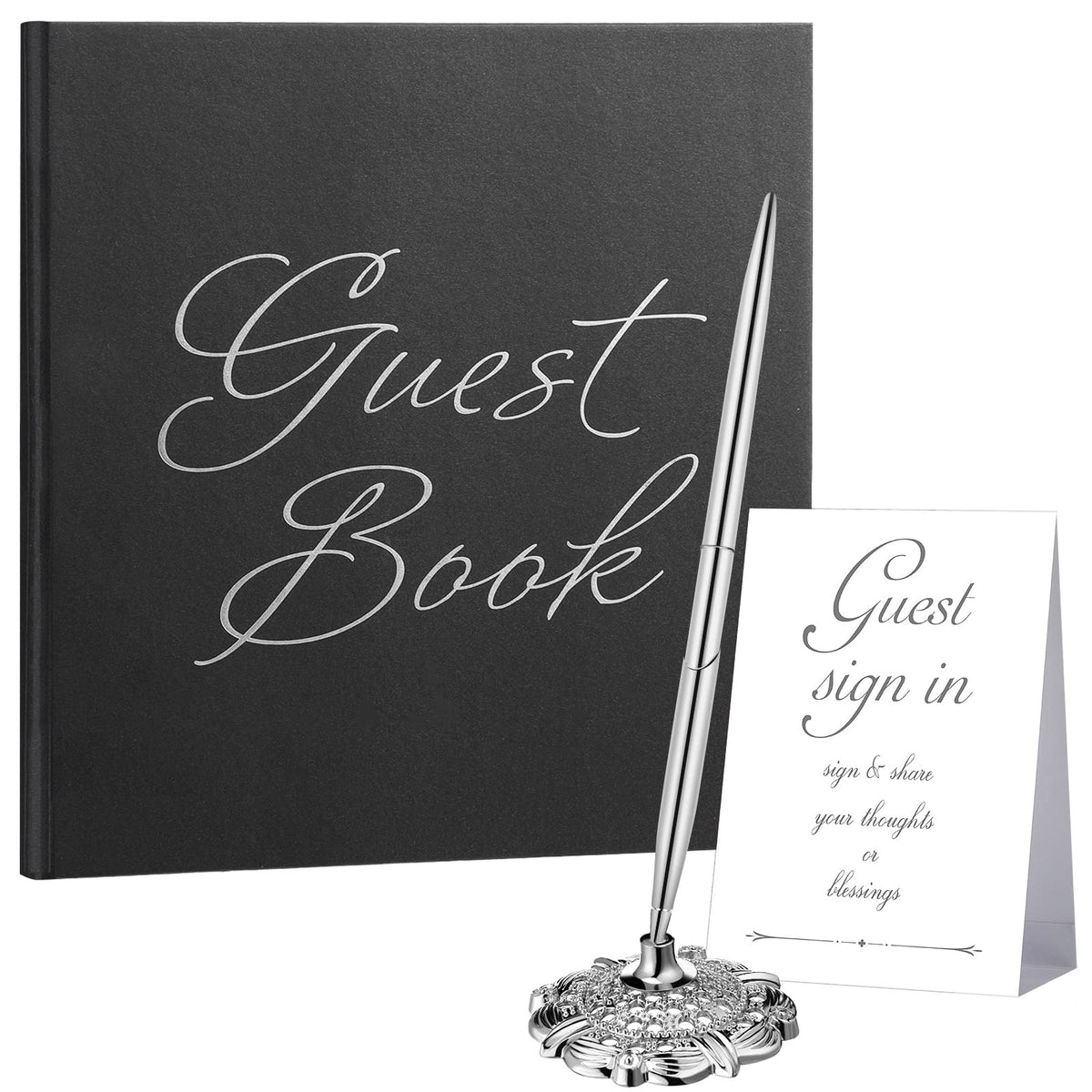 Wedding Guest Book with Pen and Table Cards, 9 x 9 Inch Guest Book Wedding Reception 50 Sheets Sign in Book Wedding Memory Book 