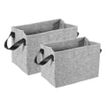 uxcell 2 Pcs Felt Storage Basket, 2 Size Collapsible Storage Bins with PU Handle, Foldable Blanket Basket Organizer Bins Box for