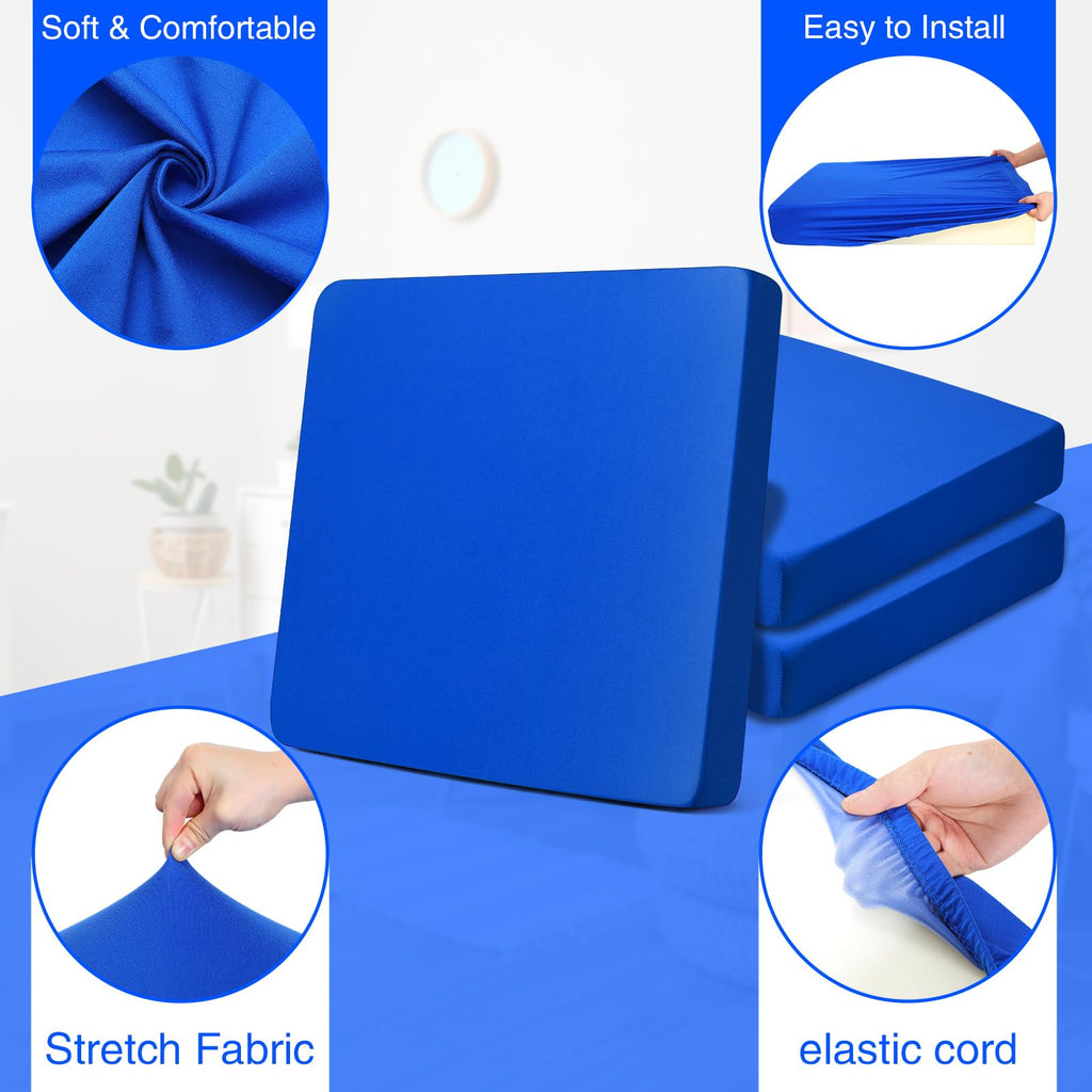 Newwiee 8Pcs Patio Stretch Sofa Cushion Cover Outdoor Cushion Cover Replacement Patio Furniture Cushions Couch Slipcovers Chair Seat Cover Soft Flexibility Protector (Royal Blue,Waterproof Pure)