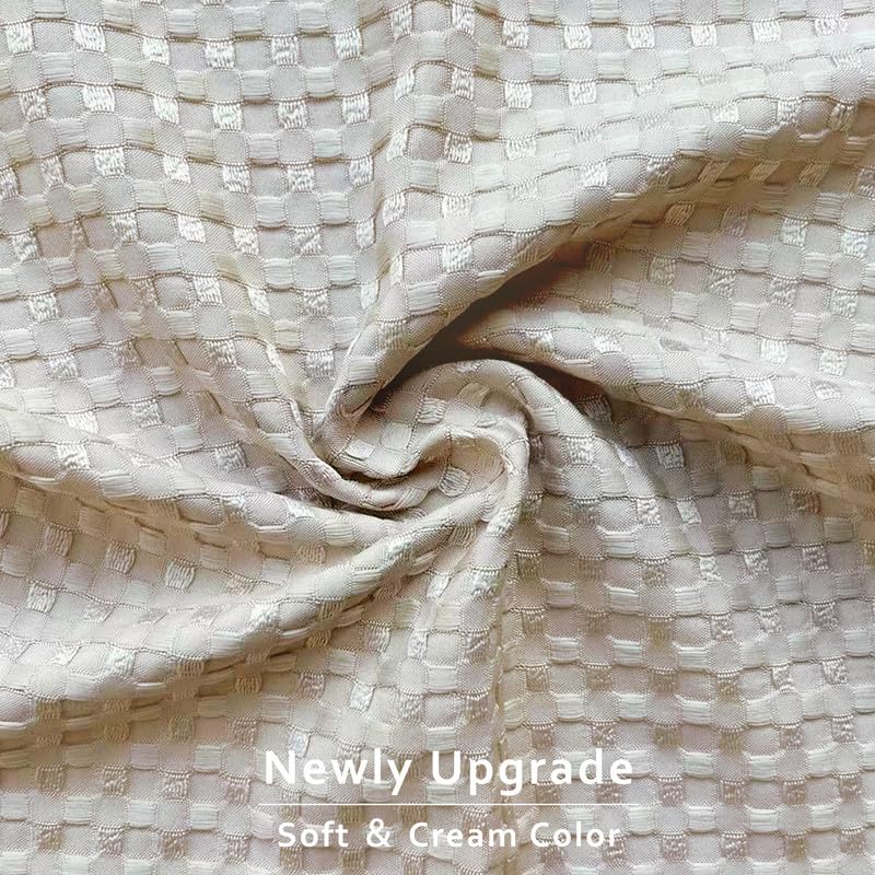 Miye Pleated Waffle Weave Bed Skirt, Tailored Dust Ruffle 14 Inch Drop Easy Fit, Machine Washable (Cream, Full - 14'' Drop)