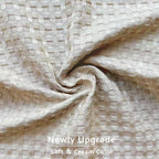Miye Pleated Waffle Weave Bed Skirt, Tailored Dust Ruffle 14 Inch Drop Easy Fit, Machine Washable (Cream, Full - 14'' Drop)