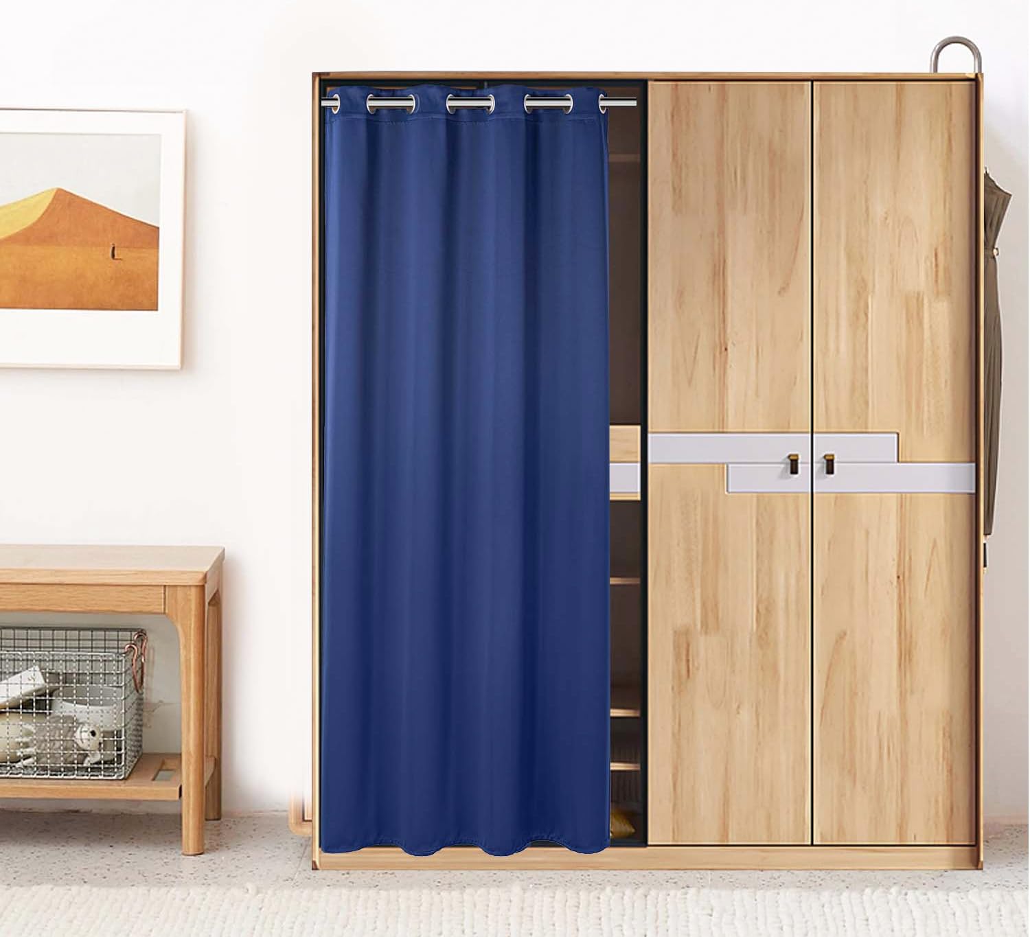 Pi Blackout Door Curtains,Thermal Insulated Room Darkening Pricacy Doorway Curtain Window Treatment,Room Divider Curtain Closet Curtain For Front Door/Sliding Door/Closet/Patio(Navy, W34Xl80)