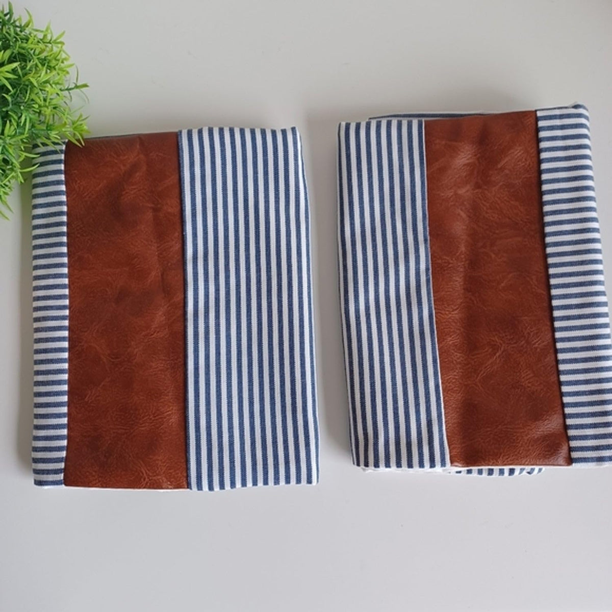 Garth Pillow Covers, Leather & Cotton Cushion Covers (20 ? 20 Inch / 1 Pair / 2 Pc)