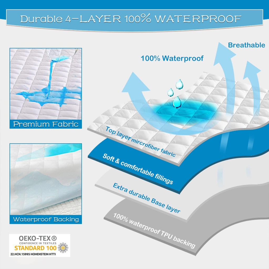 Grt Waterproof Sofa Bed Mattress Pad - 100% Waterproof Full Sleeper Sofa Mattress Protector Quilted, Breathable Noiseless Sofa M
