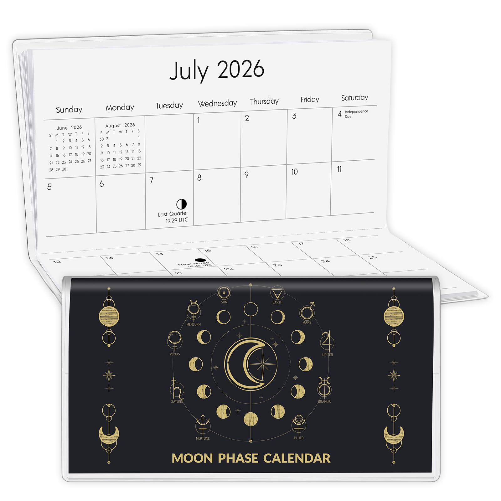 Zuozee Pocket Calendar 2024-2026, Moon Pocket Calendar 2025 For Purse, Mini Monthly Calendar With Pvc Cover, Small Size (3.5' X