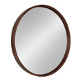 Kate and Laurel Hutton Round Decorative Wood Frame Wall Mirror, 30 Inch Diameter, Walnut