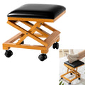 CroBlissful 1 Pack Rolling Adjustable Foot Rest Foldable Under Desk Ottoman with Wheels Leather Foldaway Guitar Foot Stool for H